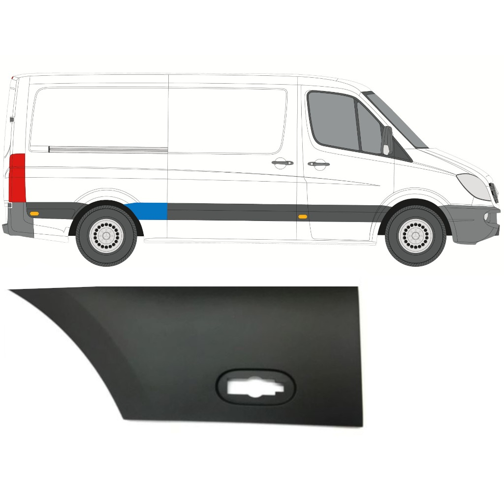 Moulure Baguette Latéral Droite L2 (Avant Passage Roue Arrière) Mercedes Sprinter 906 Vw Crafter 2005 17