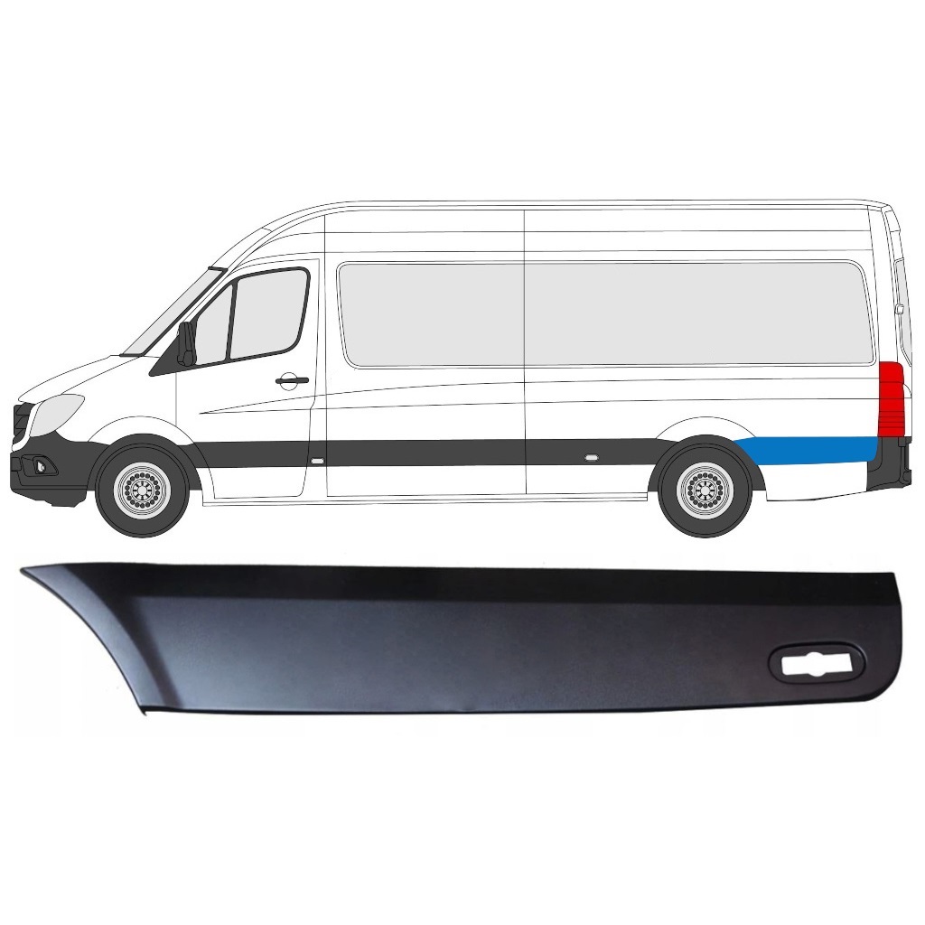 Moulure Baguette Latéral Gauche L3 (Après Passage Roue Arrière) Mercedes Sprinter 906 Vw Crafter 2005 17