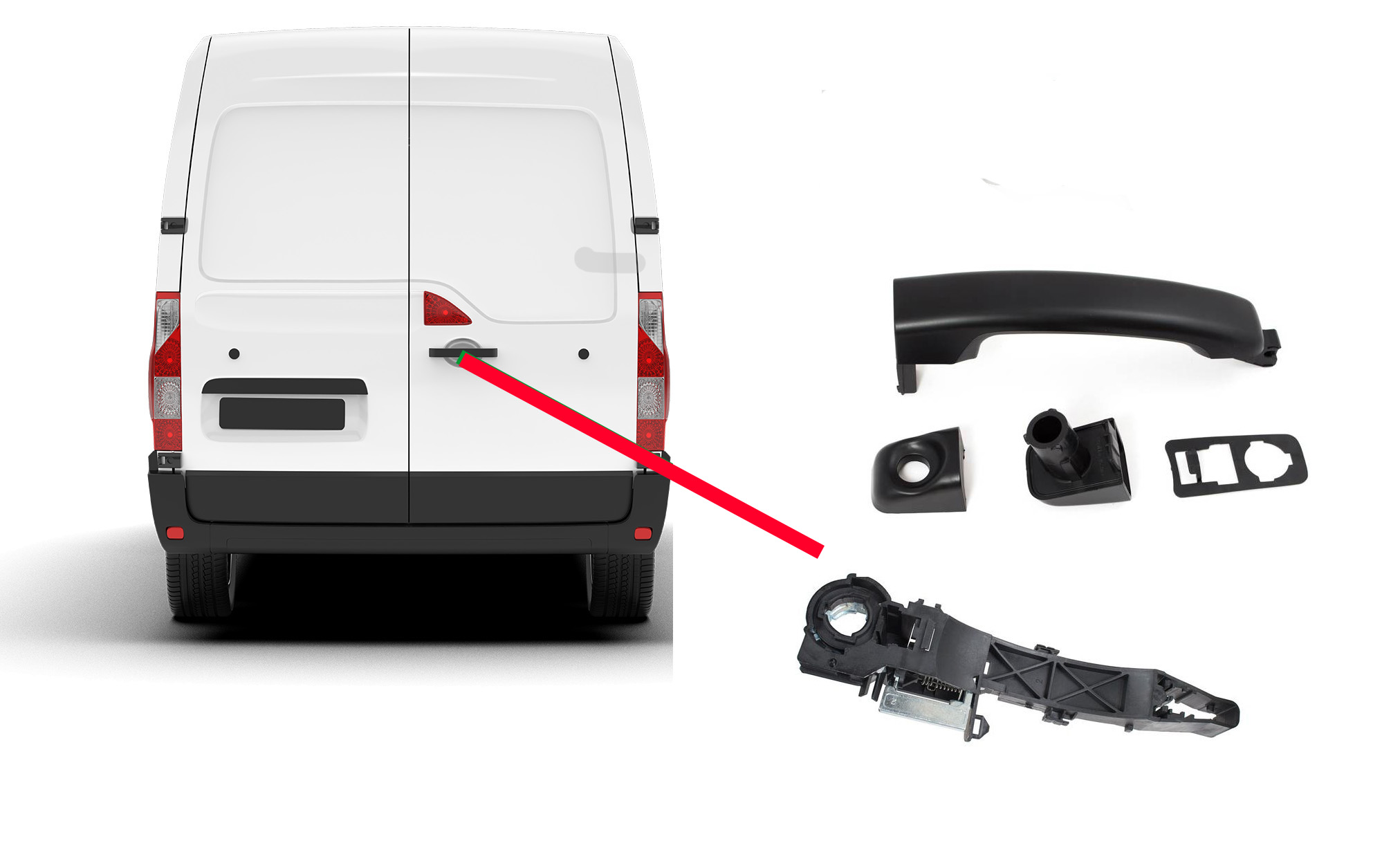 Poignée + Mécanisme Porte Arrière L Renault Master 2010 Opel Movano Nissan Nv400