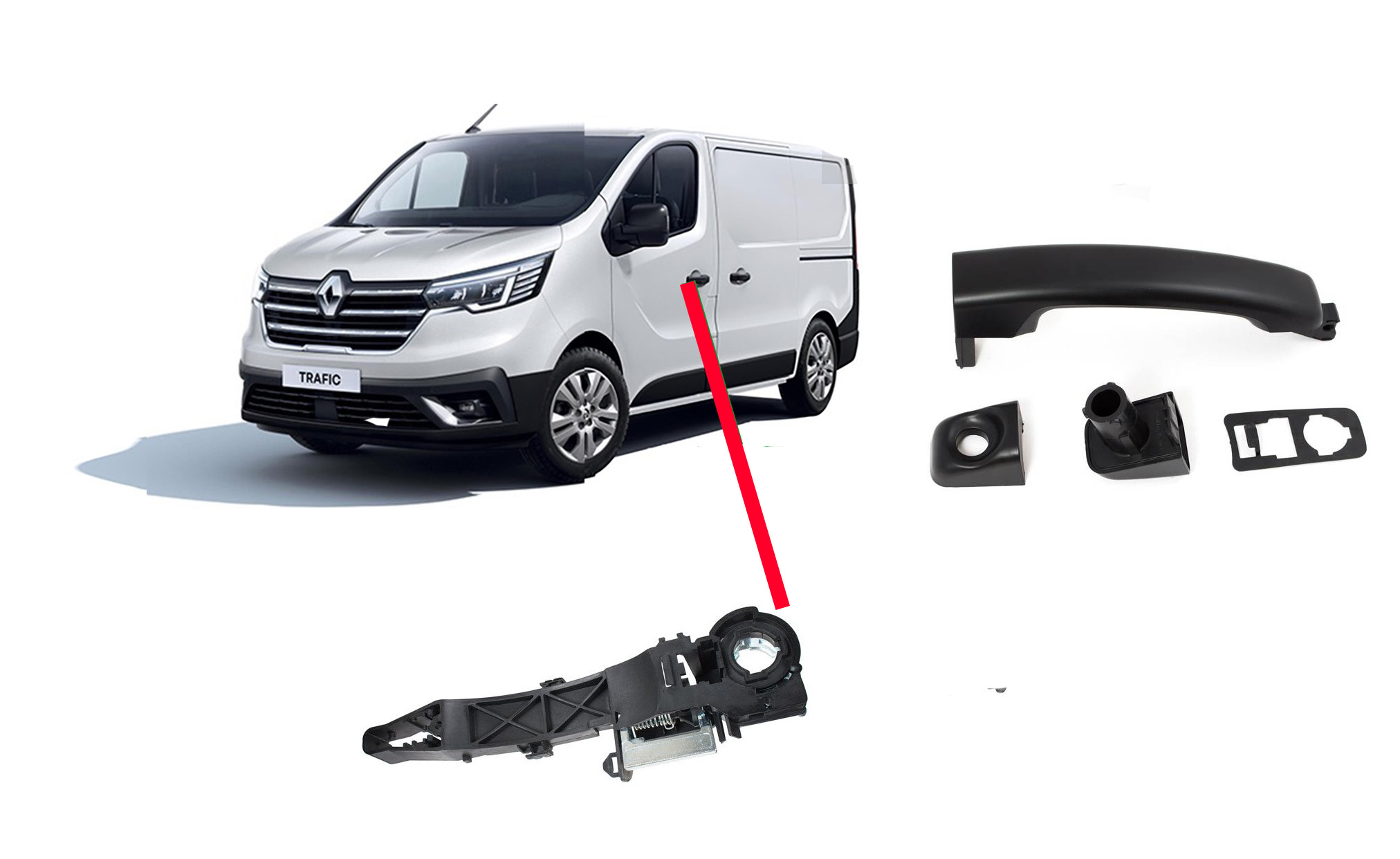 Poignée + Mécanisme Porte Conducteur Gauche Renault Trafic Iii Opel Vivaro Ii Nissan Nv300 Primastar Fiat Talento 2014 