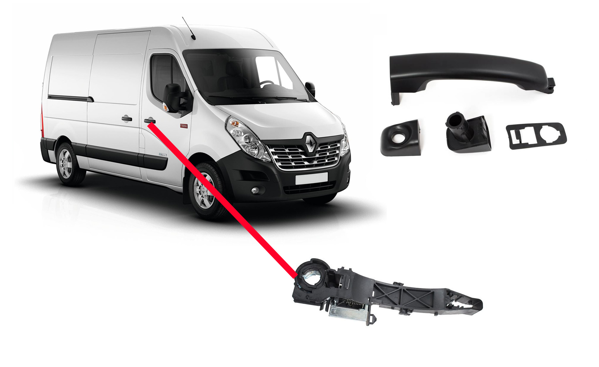 Poignée + Mécanisme Porte Passager R Renault Master 2010 Opel Movano Nissan Nv400