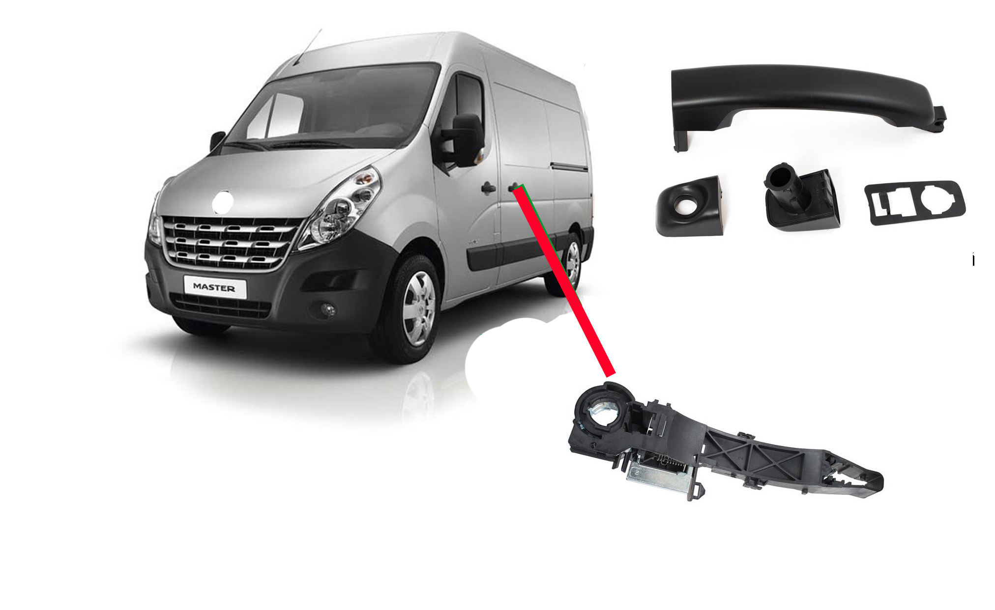Poignée + Mécanisme Porte Latérale Gauche Conducteur L Renault Master 2010 Opel Movano Nissan Nv400